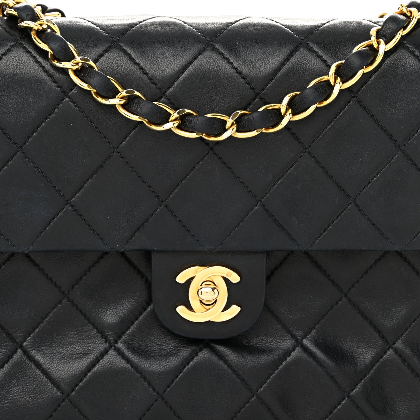 Lambskin Quilted Mini Square Flap Bag Black