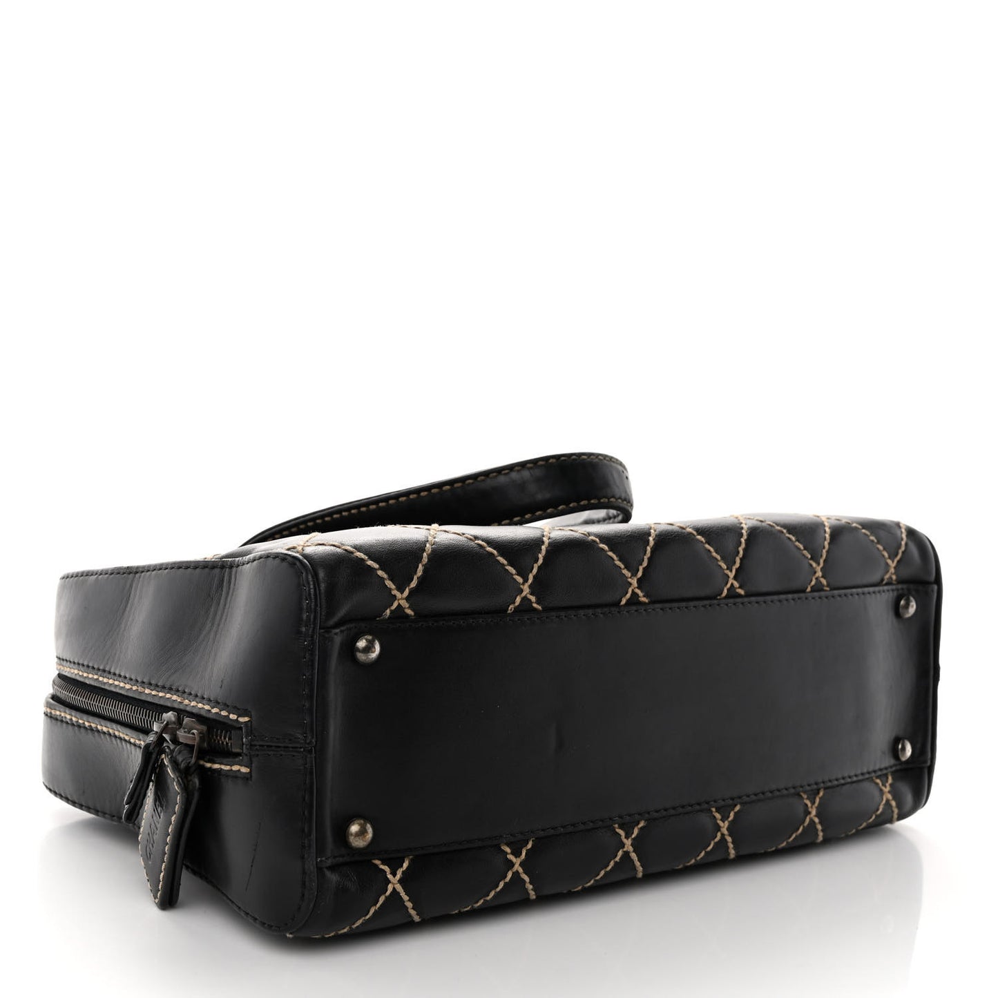 Calfskin Contrast Stitch Surpique Bowler Dark Brown