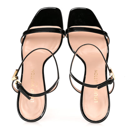Louis Vuitton Patent Calfskin Blossom Sandals 39 Black 2 of 10