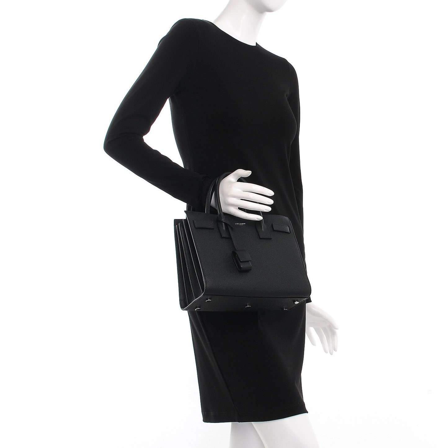 Grained Calfskin Baby Sac De Jour Black