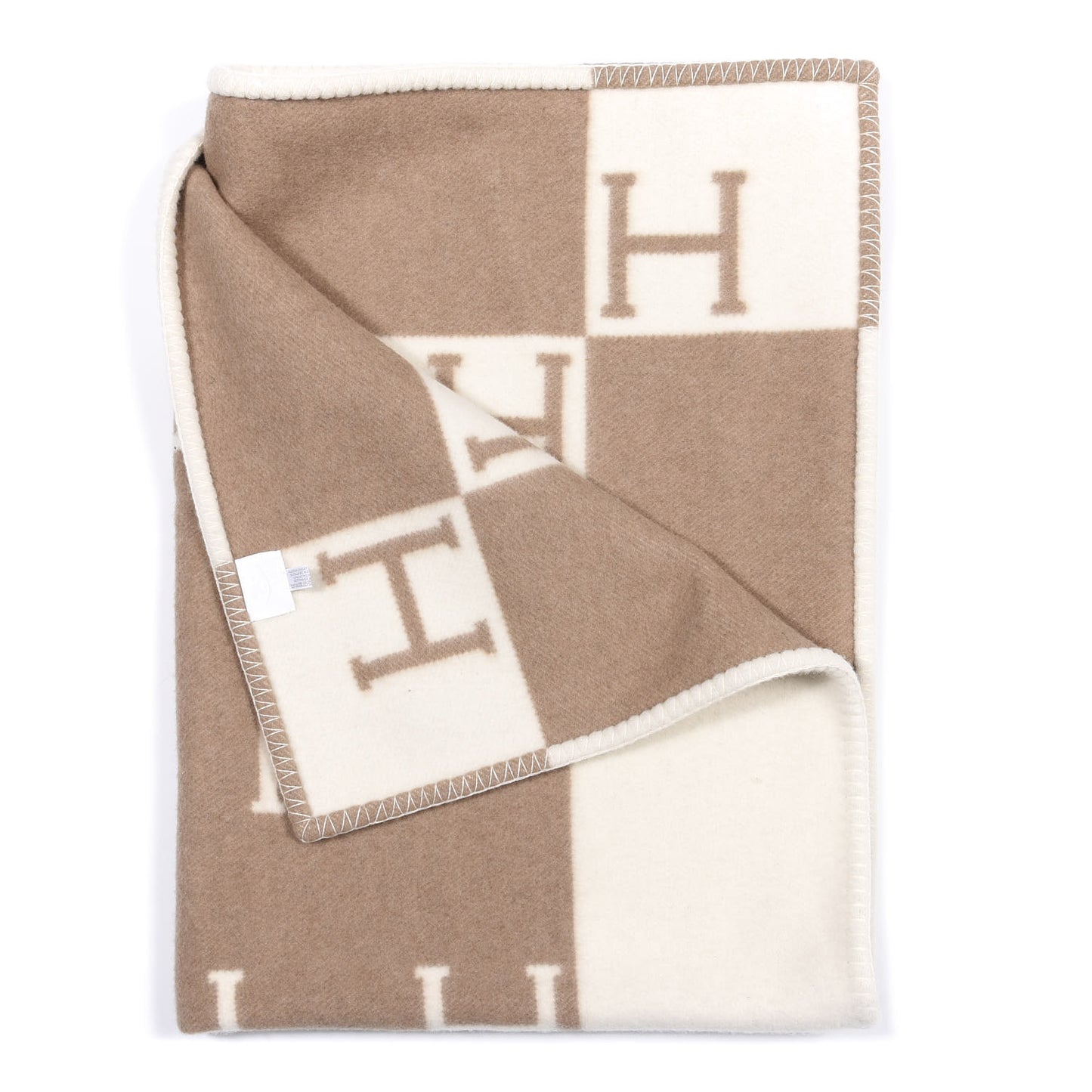 Wool Cashmere Avalon Baby Blanket Noisette Moyen White