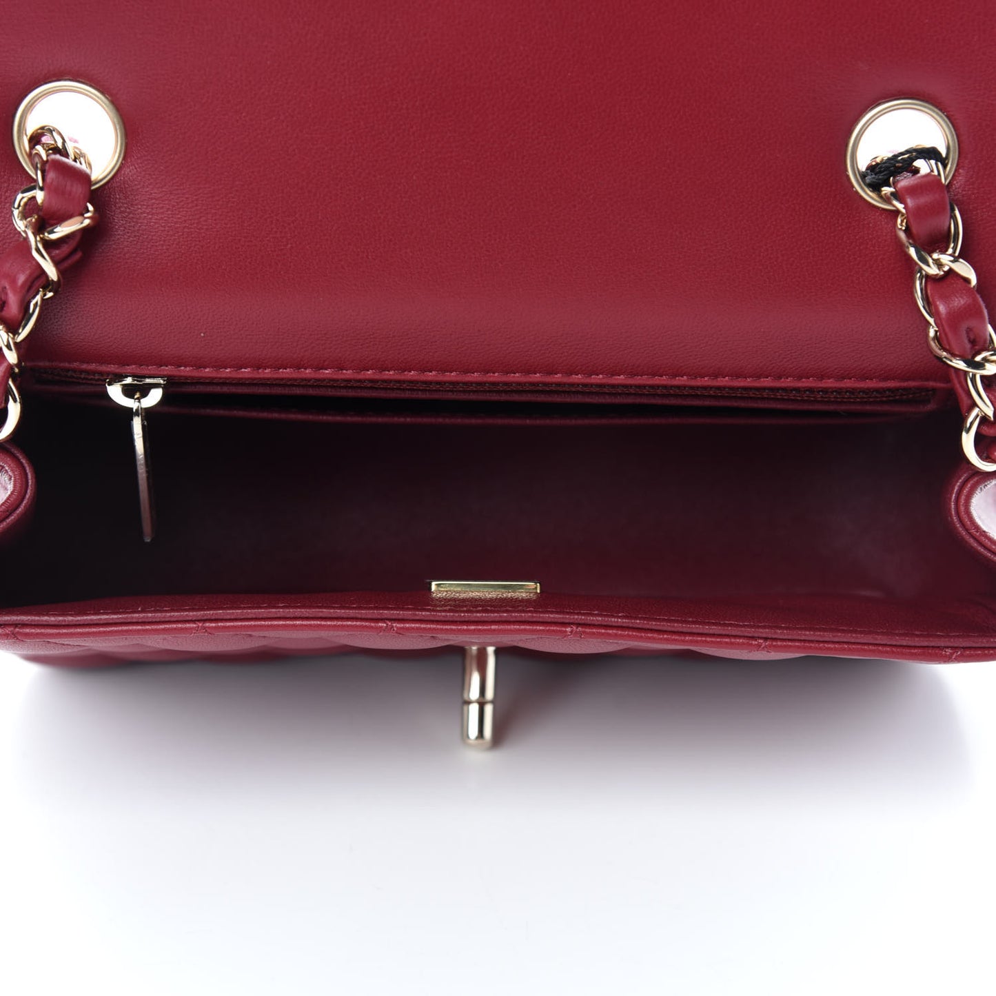 Lambskin Quilted Mini Rectangular Flap Burgundy