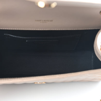 Saint Laurent Grain De Poudre Textured Mixed Matelasse Triquilt Small Monogram Satchel Dark Beige 5 of 8
