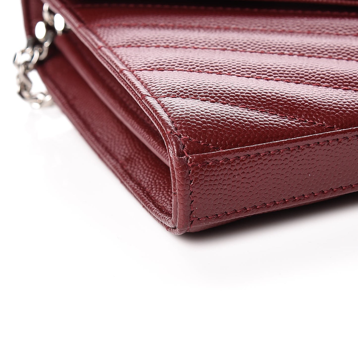 Grain De Poudre Matelasse Chevron Monogram Chain Wallet Palissandre
