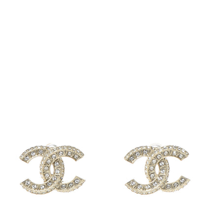 Chanel Crystal Timeless CC Earrings Light Gold 1 of 5