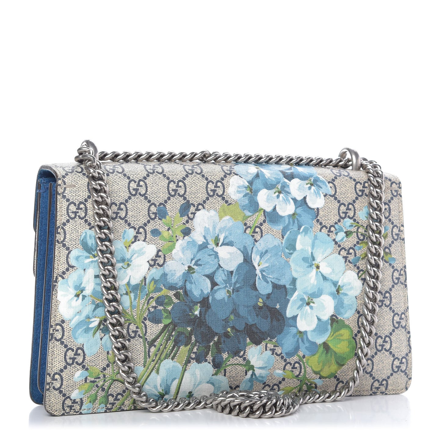 GG Supreme Monogram Blooms Small Dionysus Shoulder Bag Beige Navy Vintage Blue
