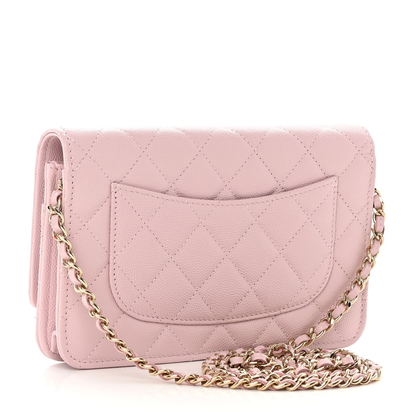 Caviar Quilted Wallet on Chain WOC Light Pink