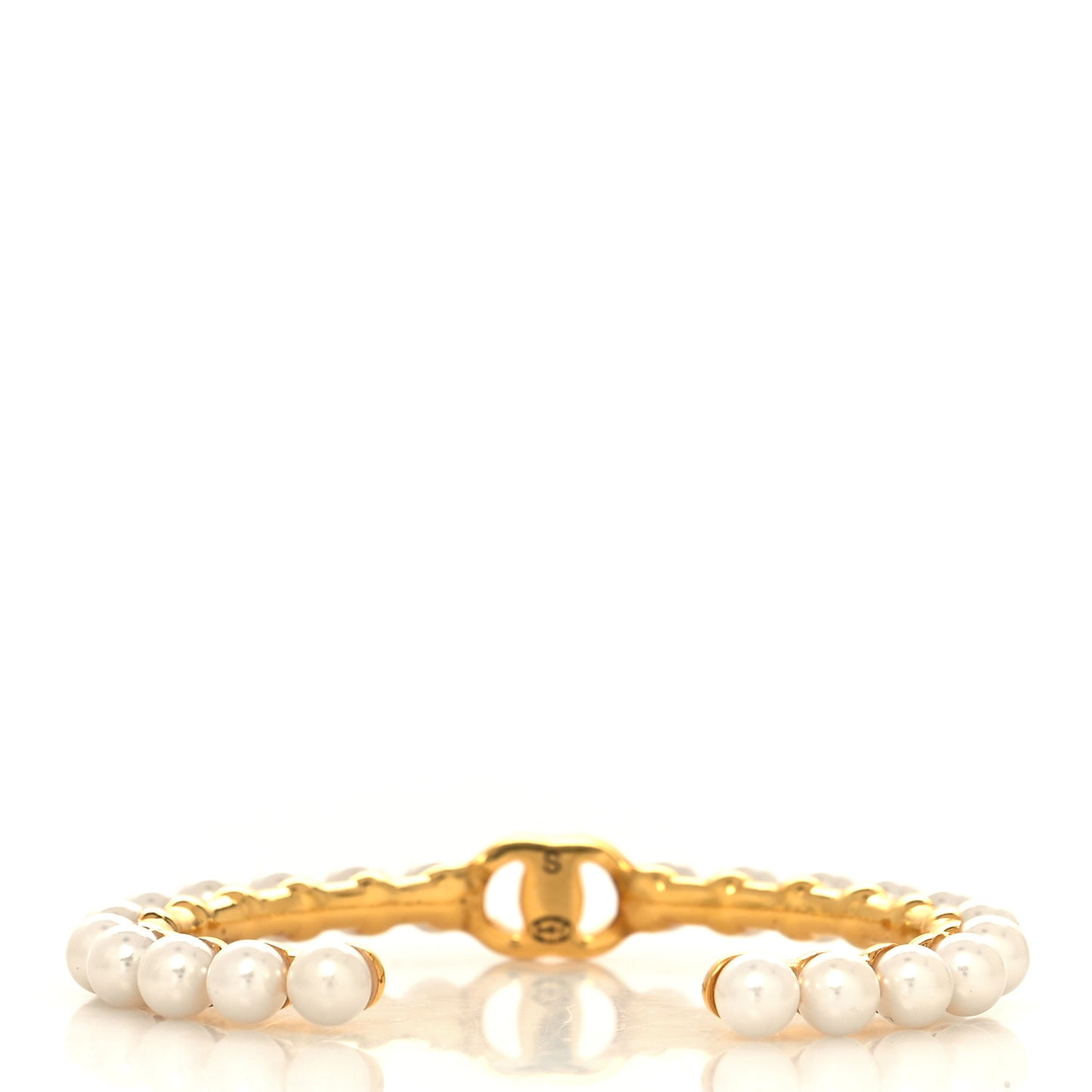 Pearl CC Cuff Bracelet S Gold Pearly White
