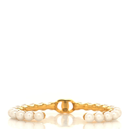 Chanel Pearl CC Cuff Bracelet S Gold Pearly White 3 of 4