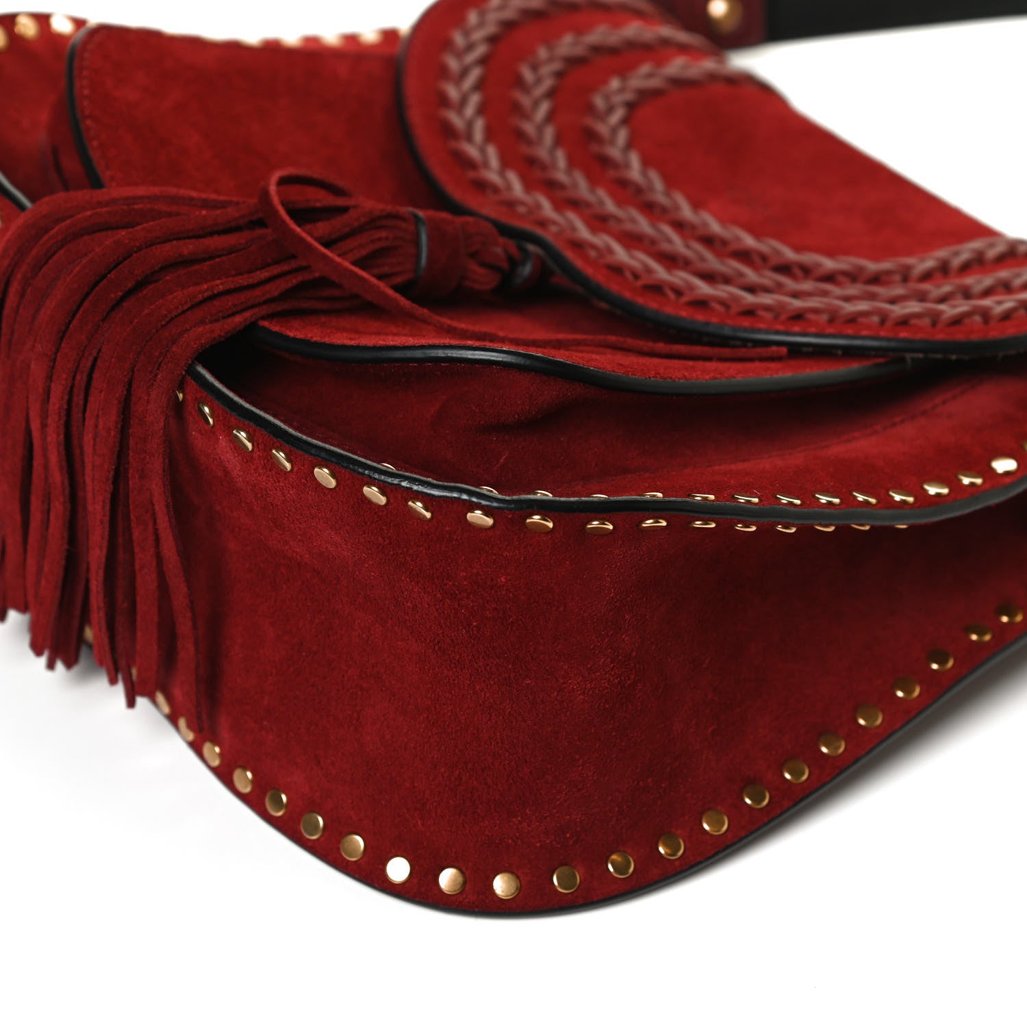 Chloe Suede Calfskin Braided Mini Hudson Shoulder Bag Sienna Red 10 of 11