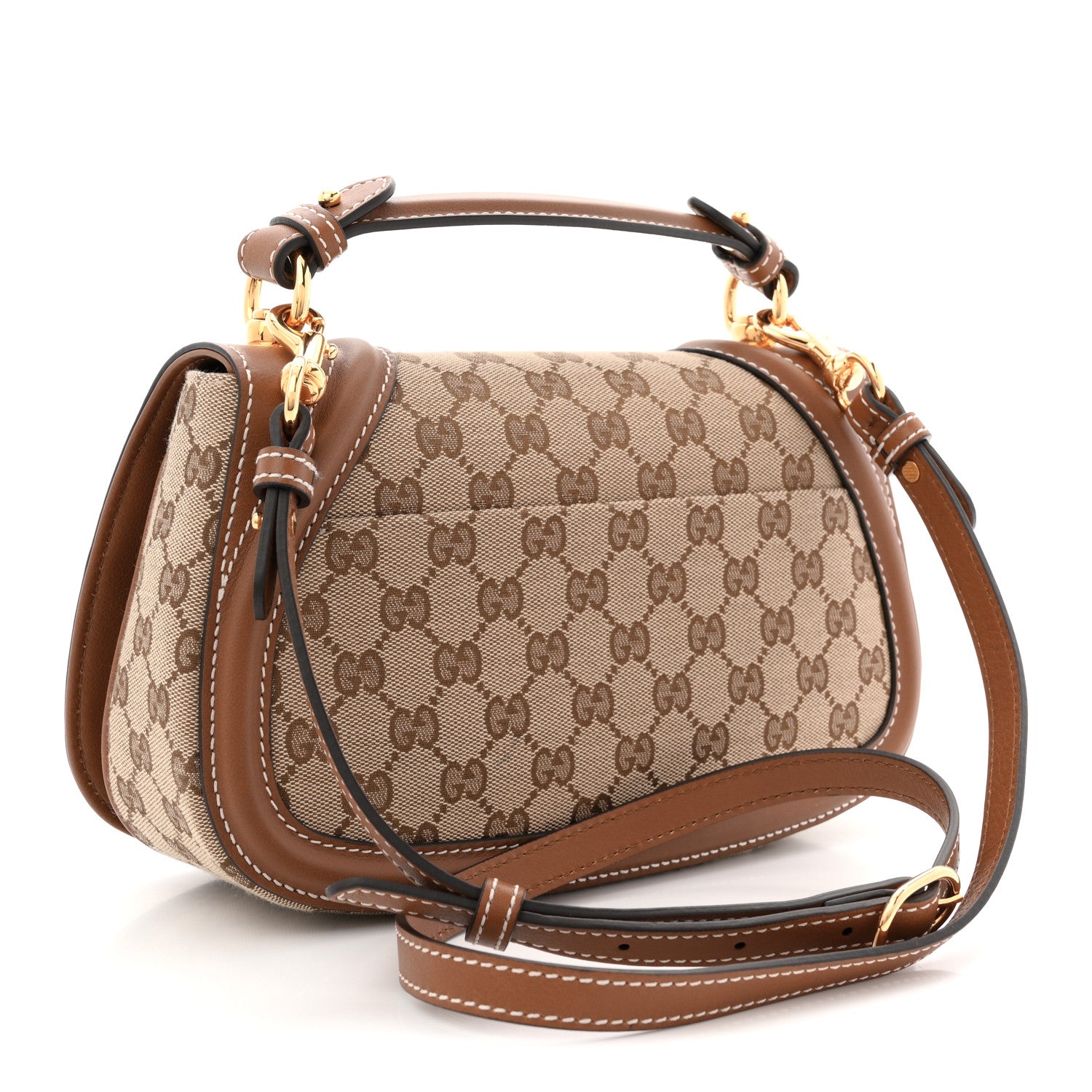 Gucci GG Monogram Calfskin Medium Blondie Top Handle Bag Beige Dark Brown 3 of 11