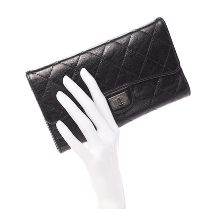 Chanel Glazed Calfskin Quilted Reissue Long Flap Wallet Black 2 of 9