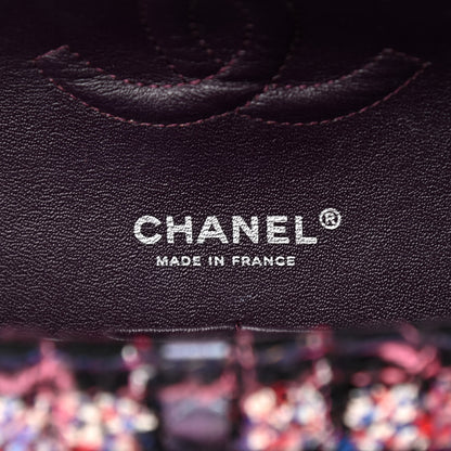Chanel Tweed Quilted Medium Double Flap Dark Purple 7 of 10