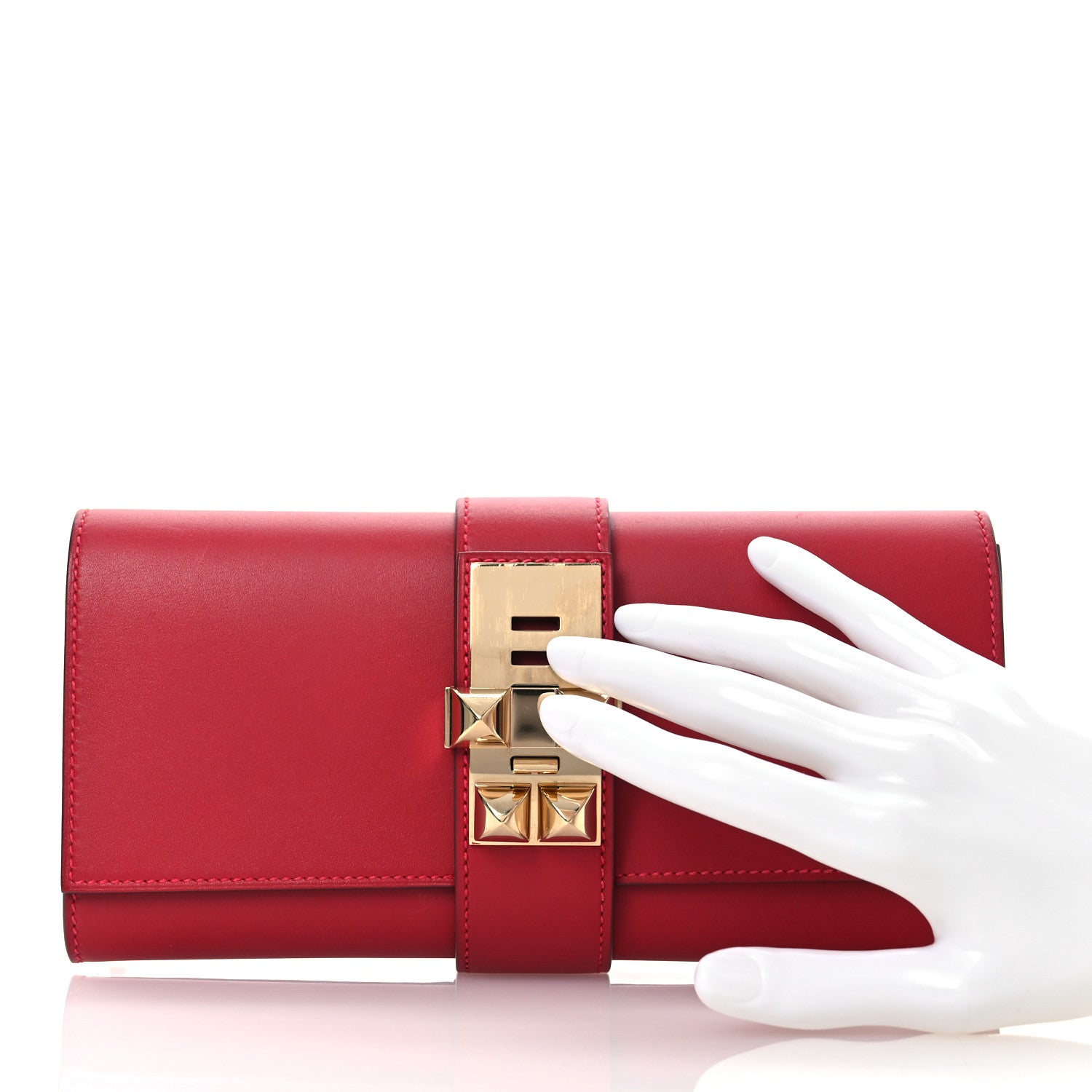 Hermes Tadelakt Medor 23 Clutch Rouge Vif Rouge Vif 2 of 8