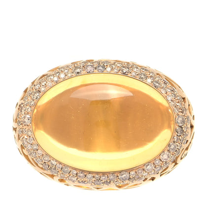 Pomellato 18K Rose Gold Champagne Diamond Amber Arabesque Dome Ring 52 6 1 of 5