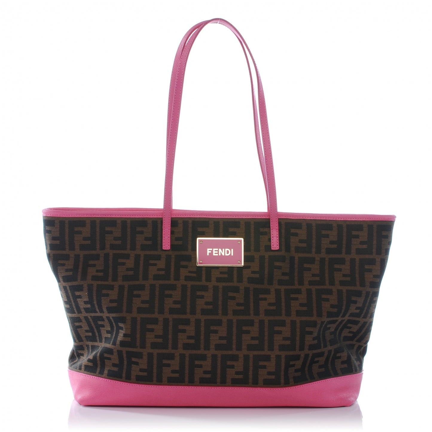 Zucca Vitello Elite Medium Roll Tote Tobacco Fuxia