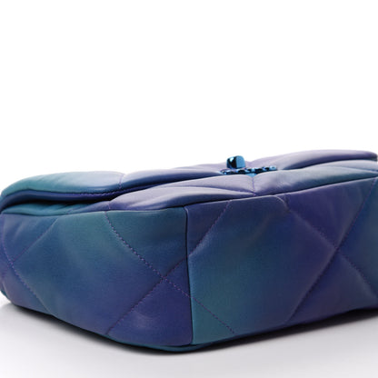 Chanel Tie Dye Calfskin Quilted Medium Chanel 19 Flap Blue Purple 6 of 10