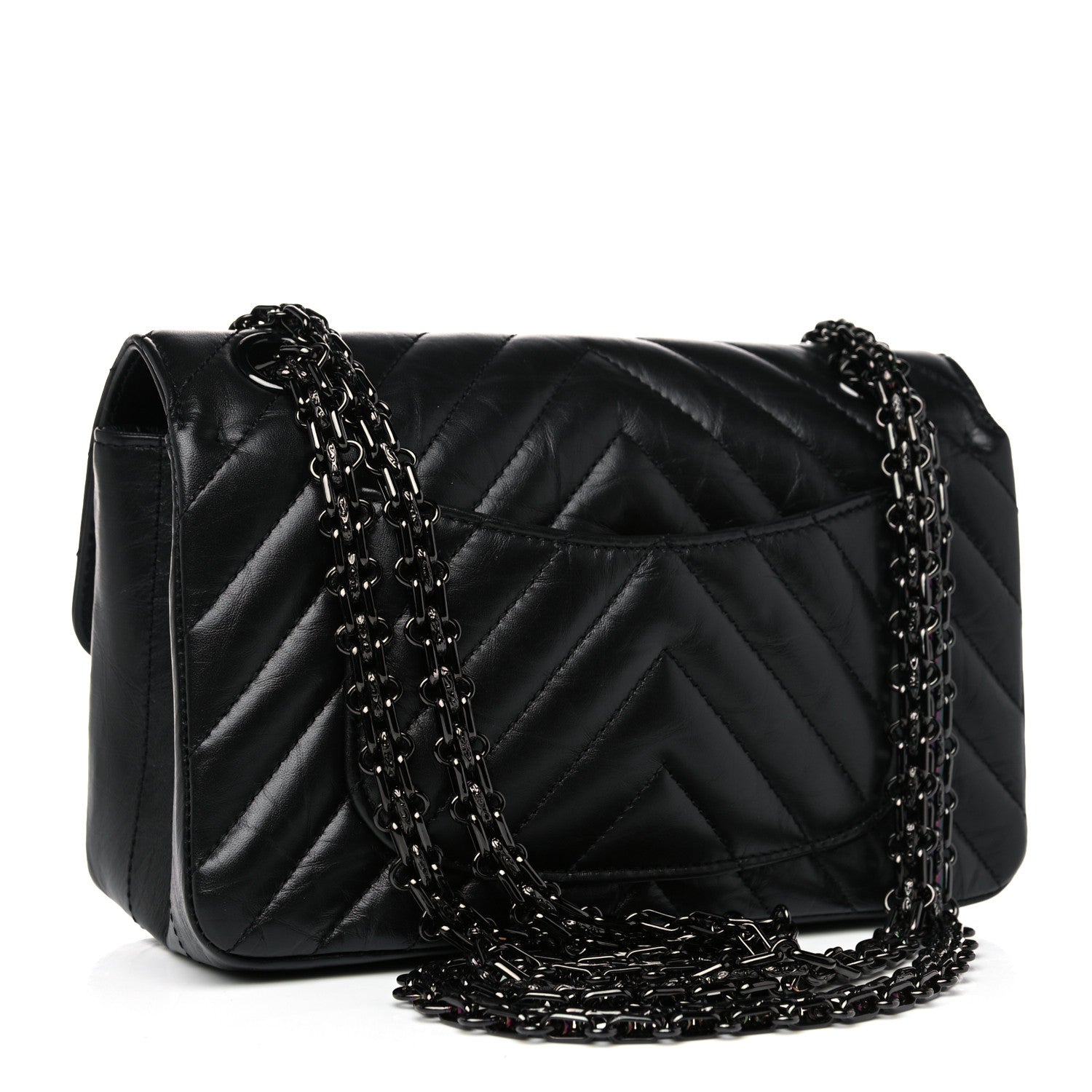 Chanel Aged Calfskin Chevron Quilted 2.55 Reissue Mini Flap So Black 3 of 9