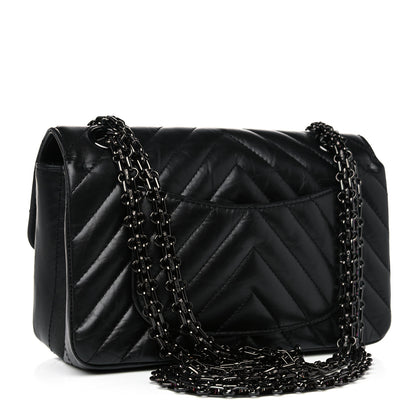 Chanel Aged Calfskin Chevron Quilted 2.55 Reissue Mini Flap So Black 3 of 9