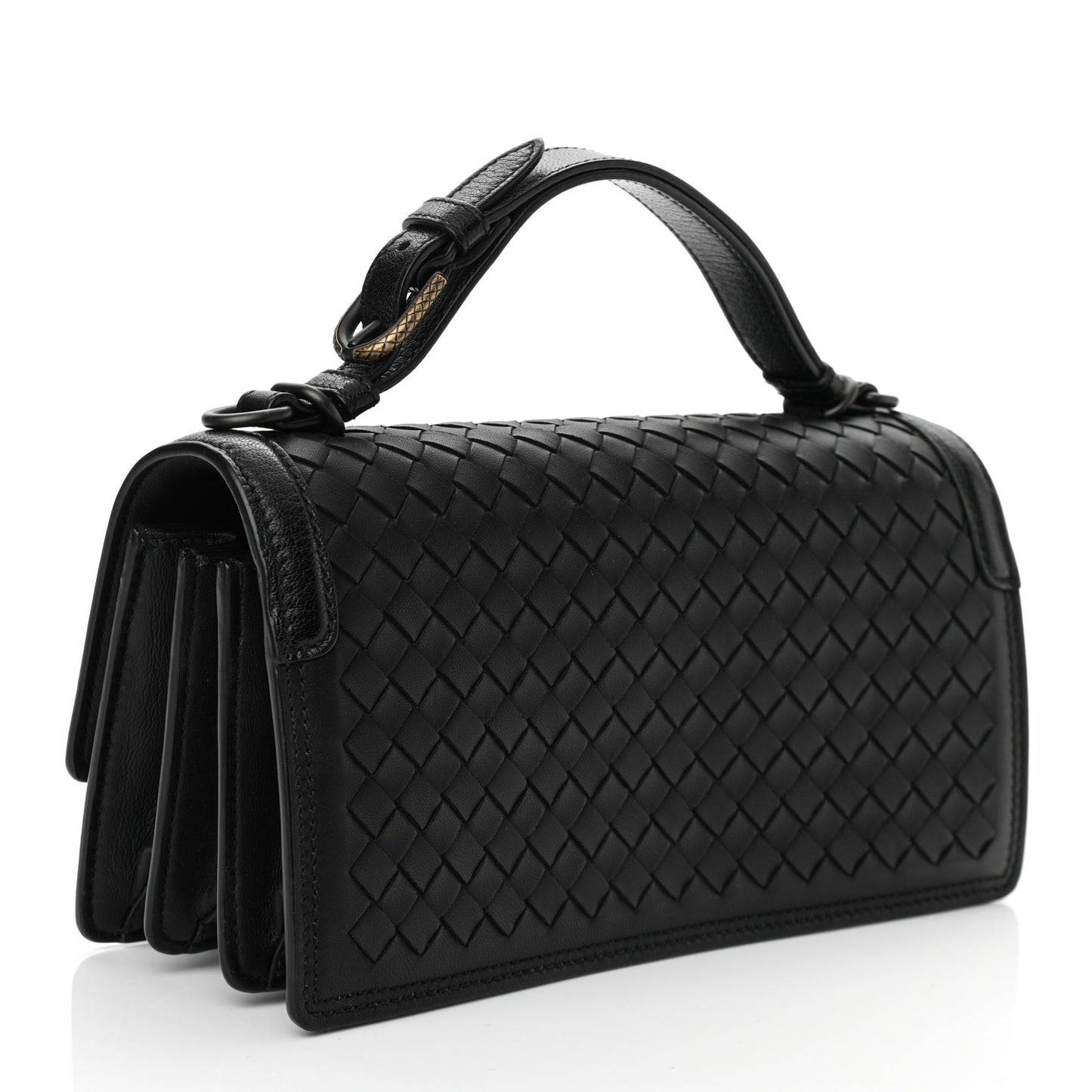 Nappa Intrecciato Top Handle Bag Black