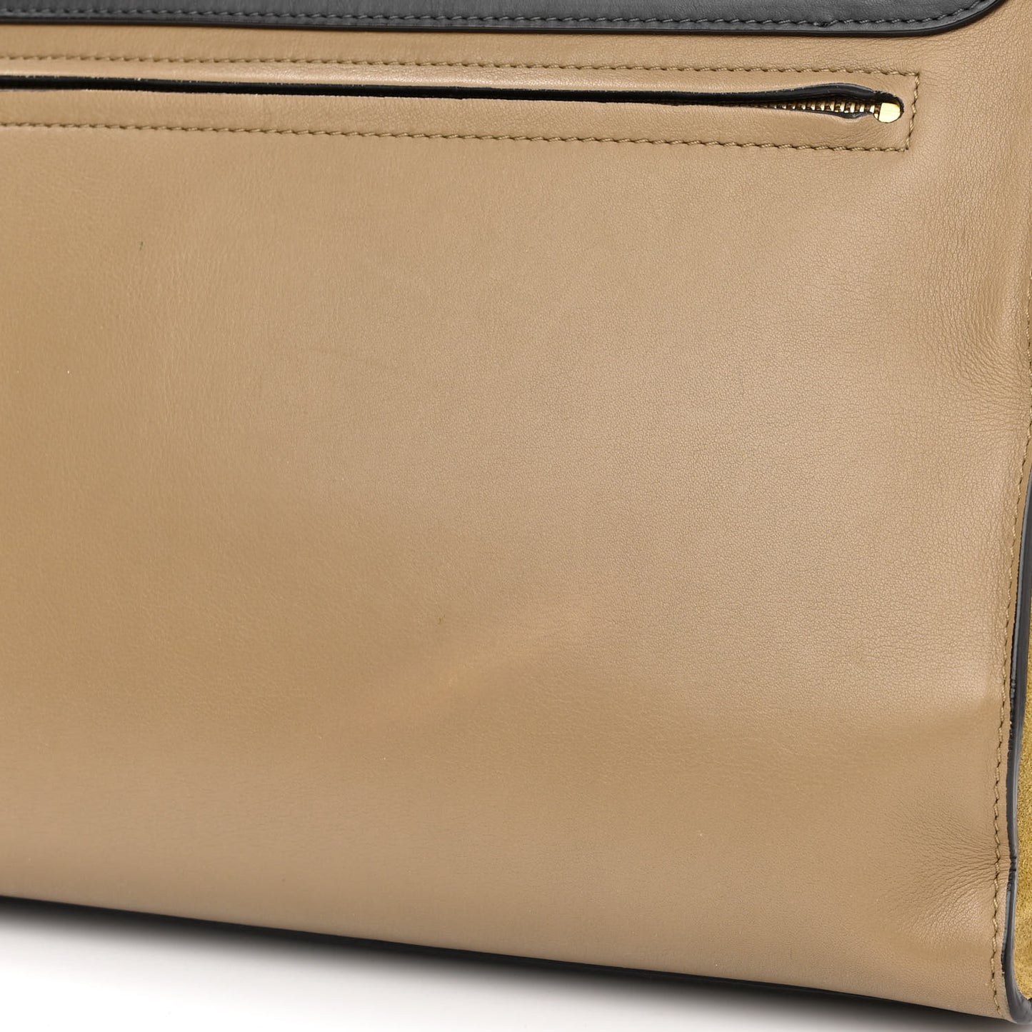Calfskin Suede Tri-color Small Trapeze Olive
