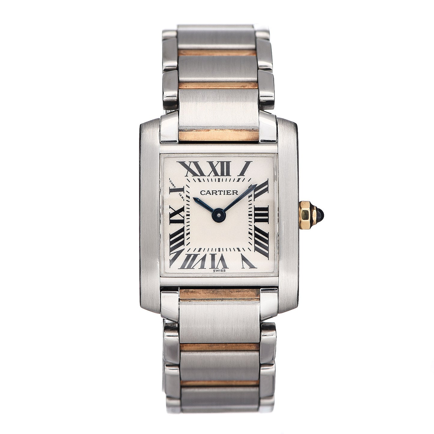 Stainless Steel 18K Yellow Gold 20mm Tank Francaise Quartz Watch