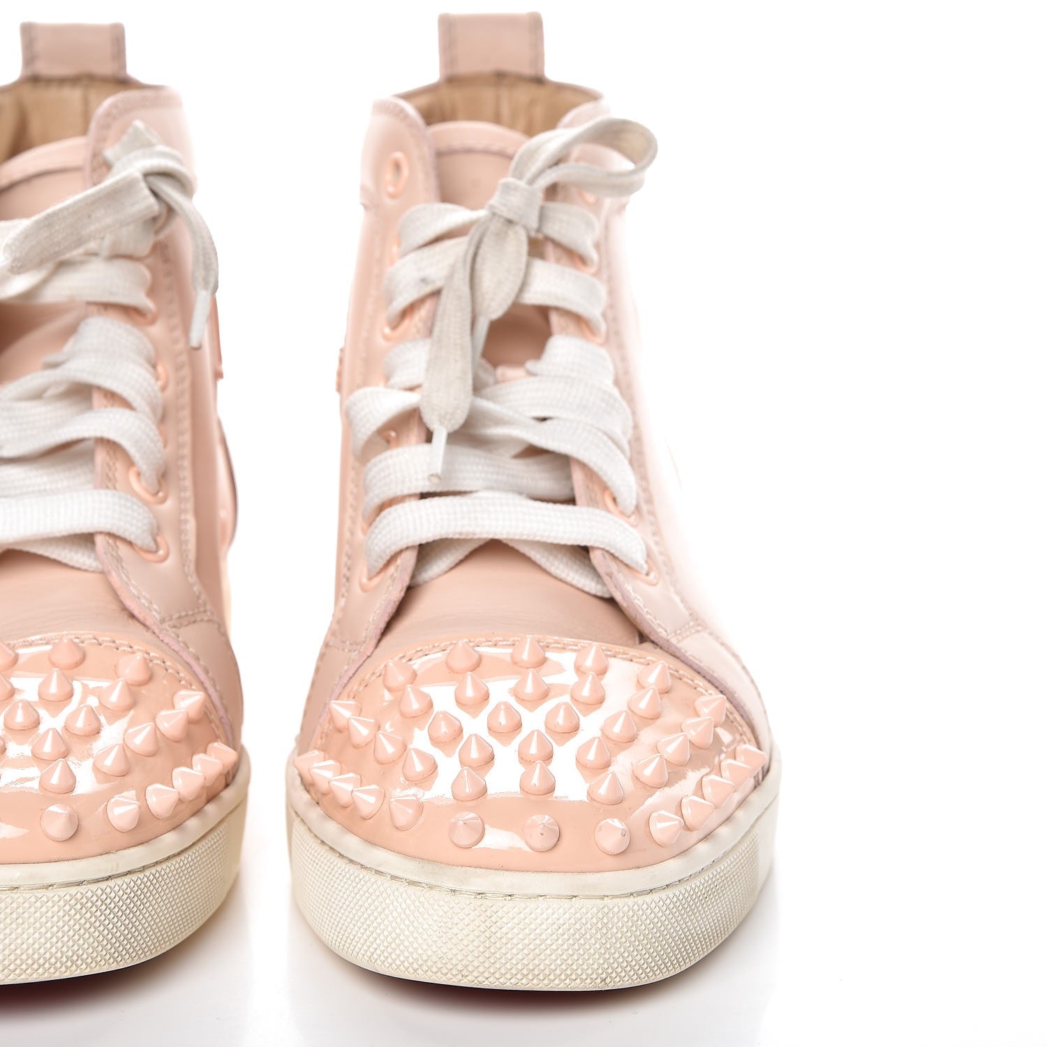 Christian Louboutin Patent Calfskin Lou Spikes Flat Sneakers 38 Poudre 18 of 28