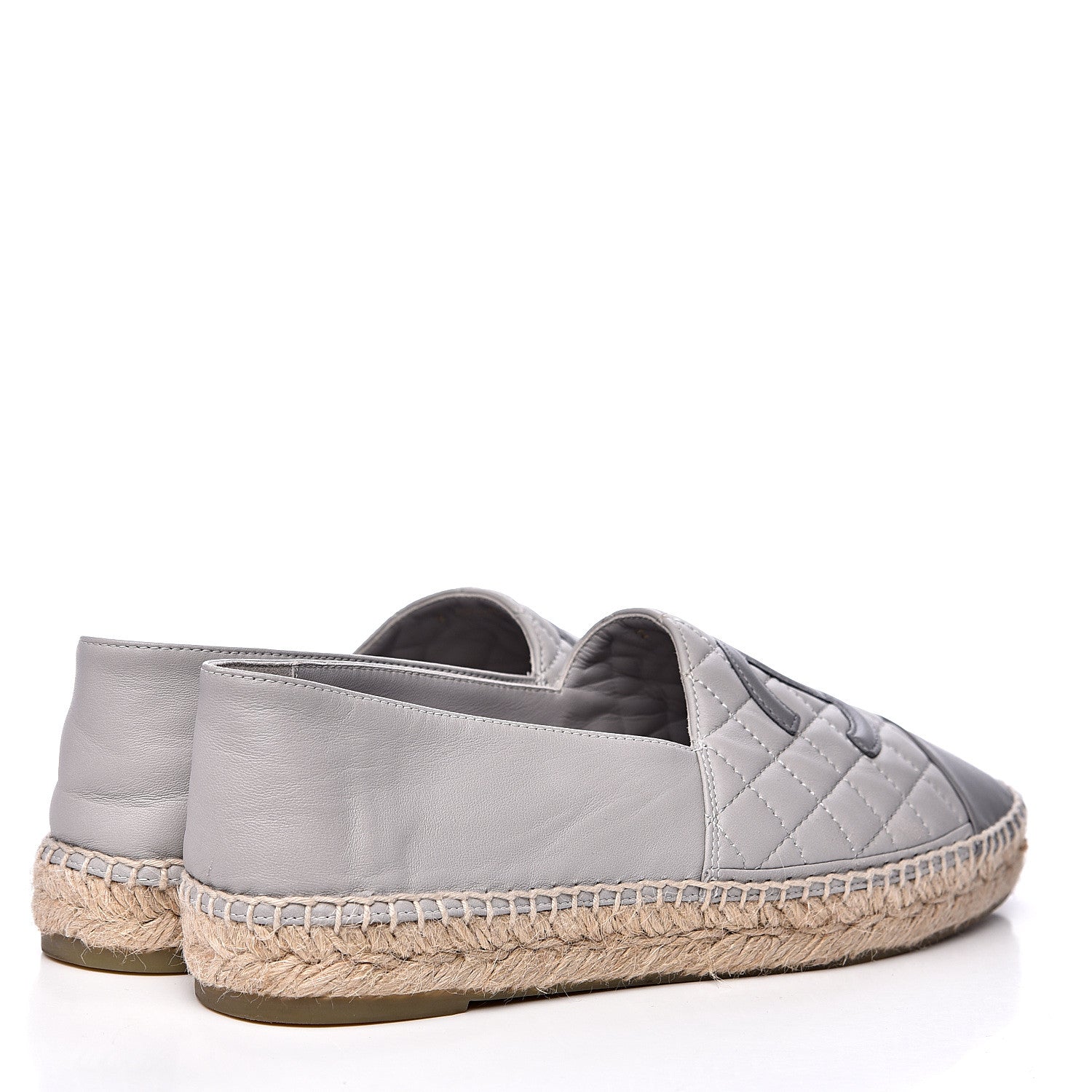 Chanel Lambskin Quilted CC Espadrilles 40 Grey 4 of 10