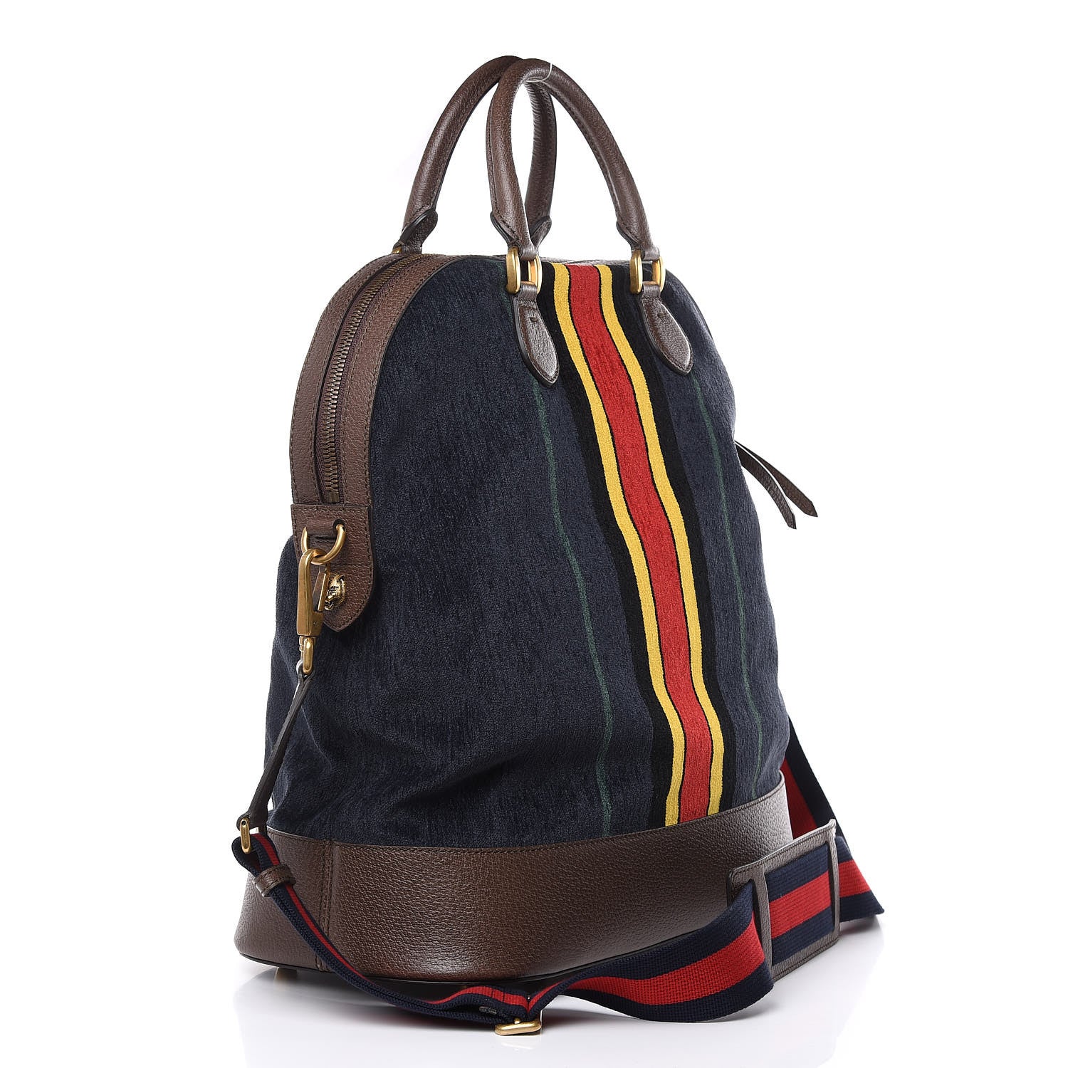 Gucci Chenille Jacquard Web Duffle Bag Blue 3 of 11