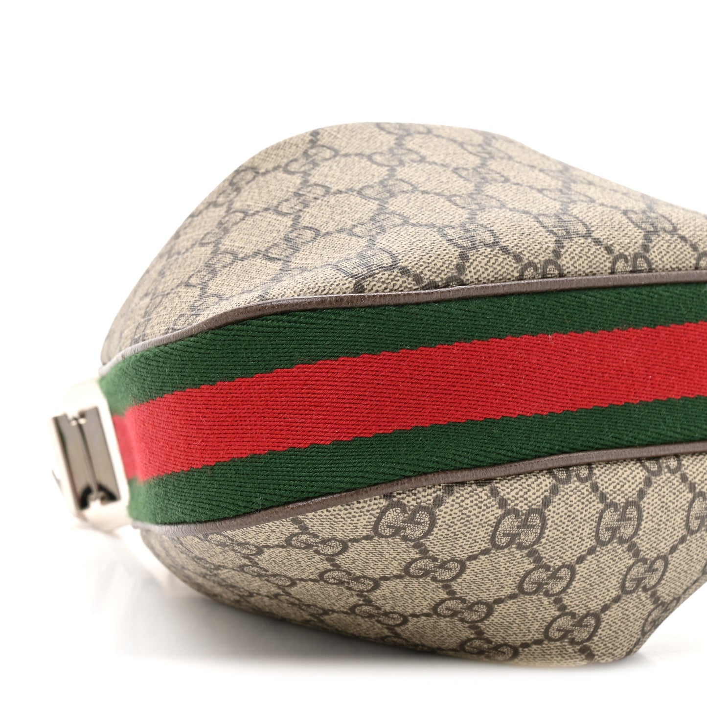 GG Supreme Monogram Textured Calfskin Web Small Attache Shoulder Bag Beige Ebony New Acero