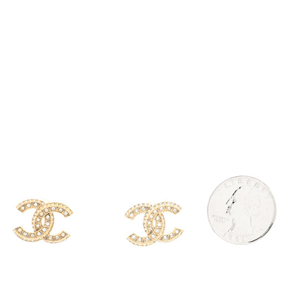 Chanel Crystal Timeless CC Earrings Light Gold 2 of 4
