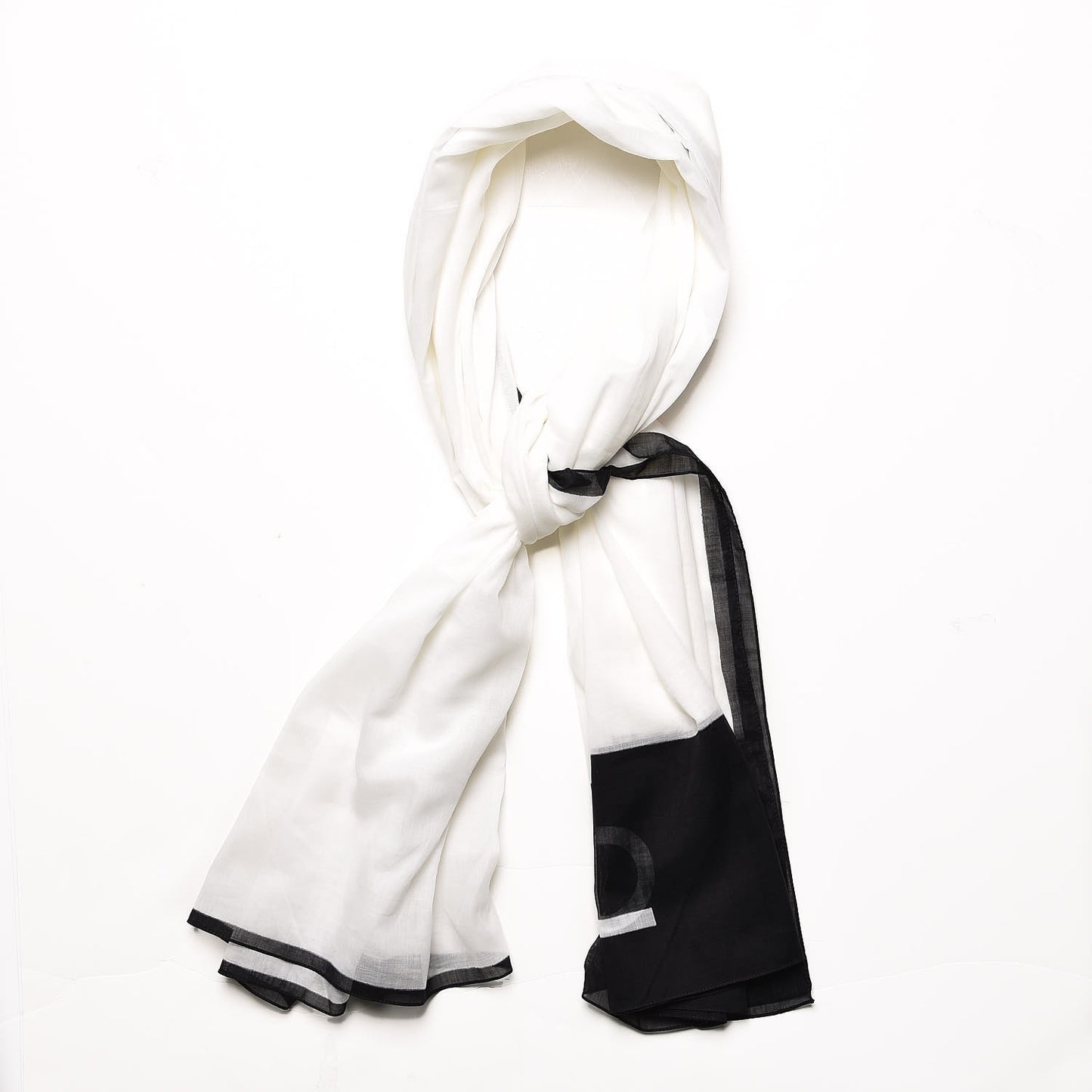 Cotton CC Scarf Black White