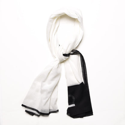 Chanel Cotton CC Scarf Black White 3 of 5
