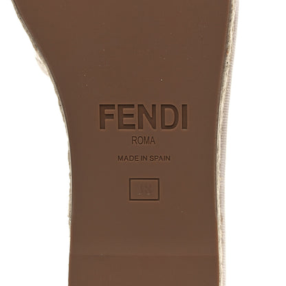 Fendi Nappa FF Embossed Espadrille Platform Sandals 38 Snow 6 of 9