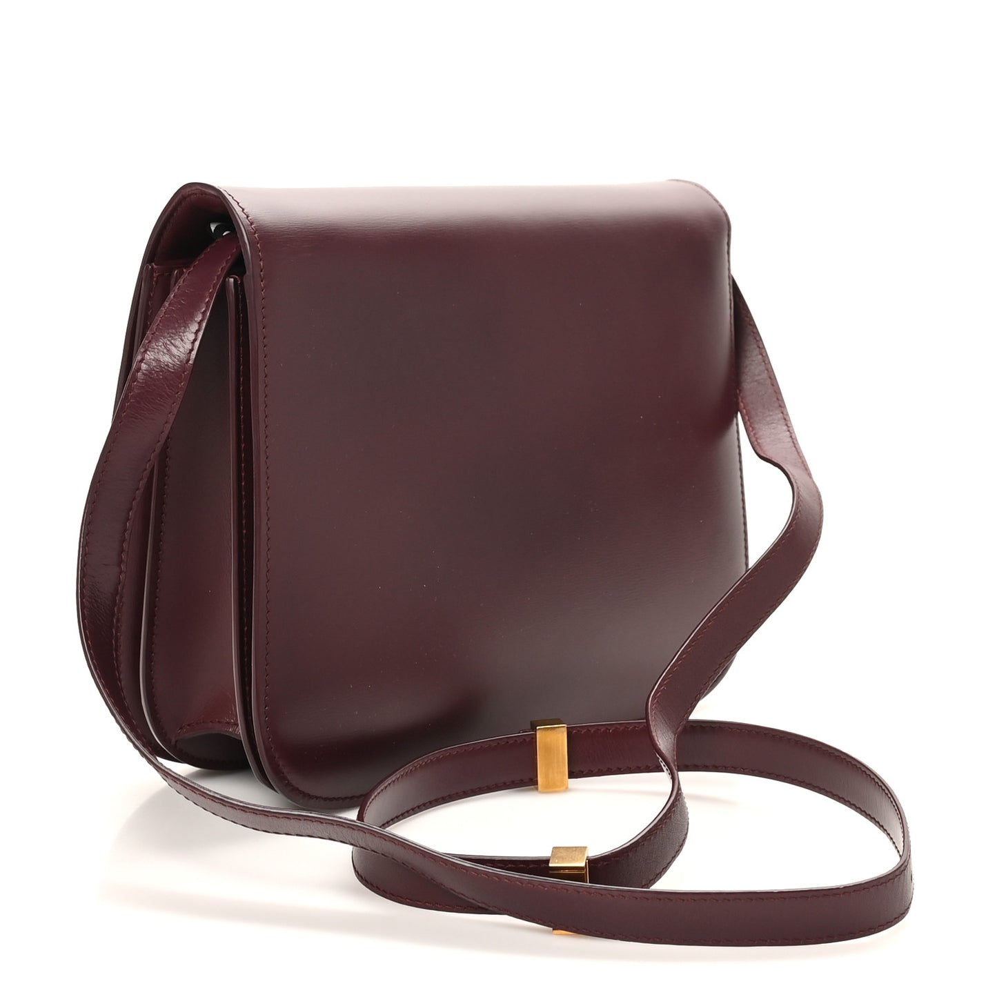 Box Calfskin Medium Classic Box Flap Bag Burgundy