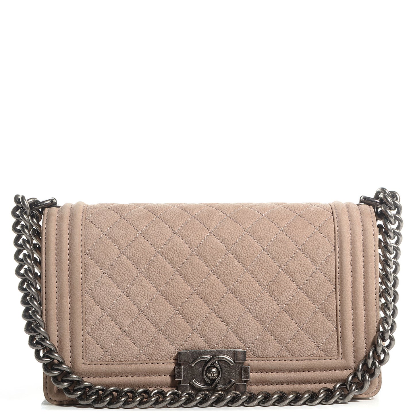 Iridescent Caviar Medium Boy Flap Beige