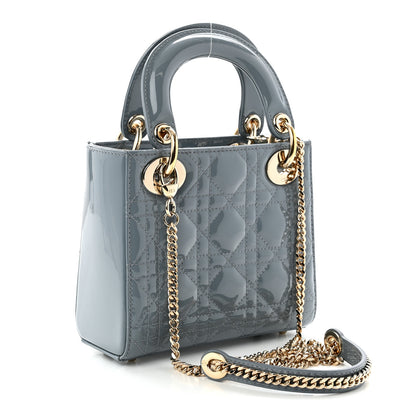 Christian Dior Patent Cannage Mini Lady Dior Light Blue 3 of 11