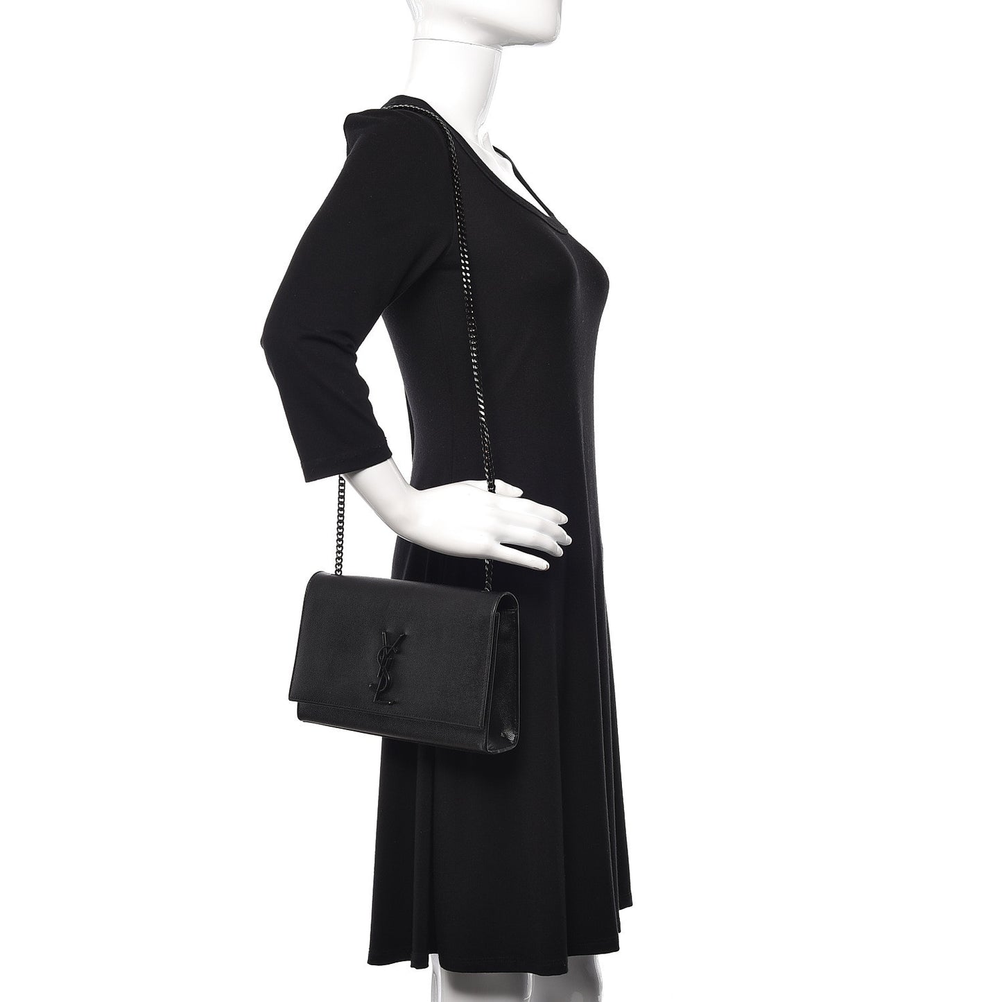Grain De Poudre Medium Classic Monogram Kate Satchel Black