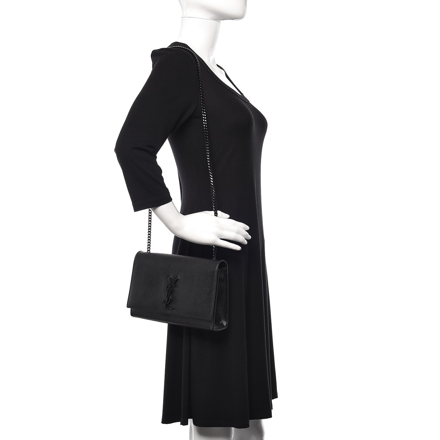 Saint Laurent Grain De Poudre Medium Classic Monogram Kate Satchel Black 2 of 10