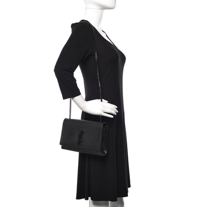 Saint Laurent Grain De Poudre Medium Classic Monogram Kate Satchel Black 2 of 10