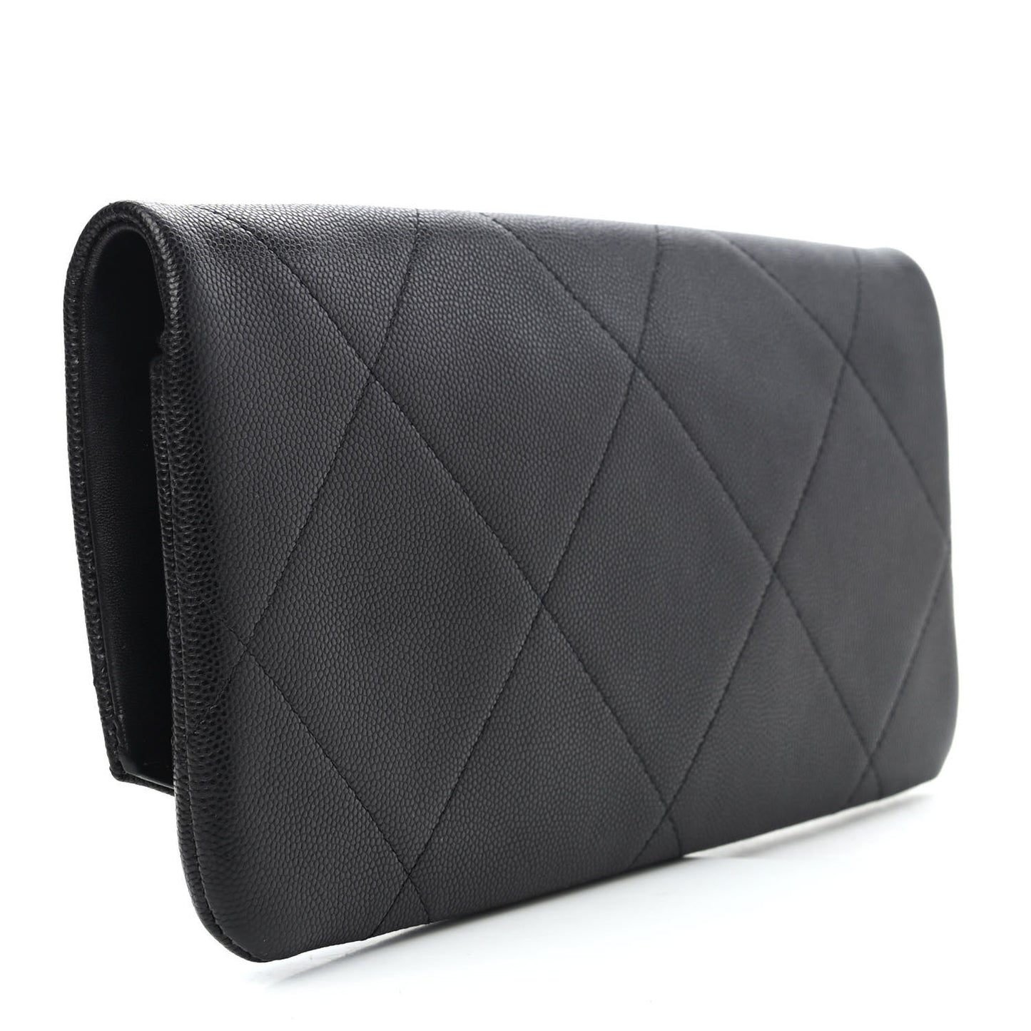 Grained Calfskin Small Chain Handle Clutch Black