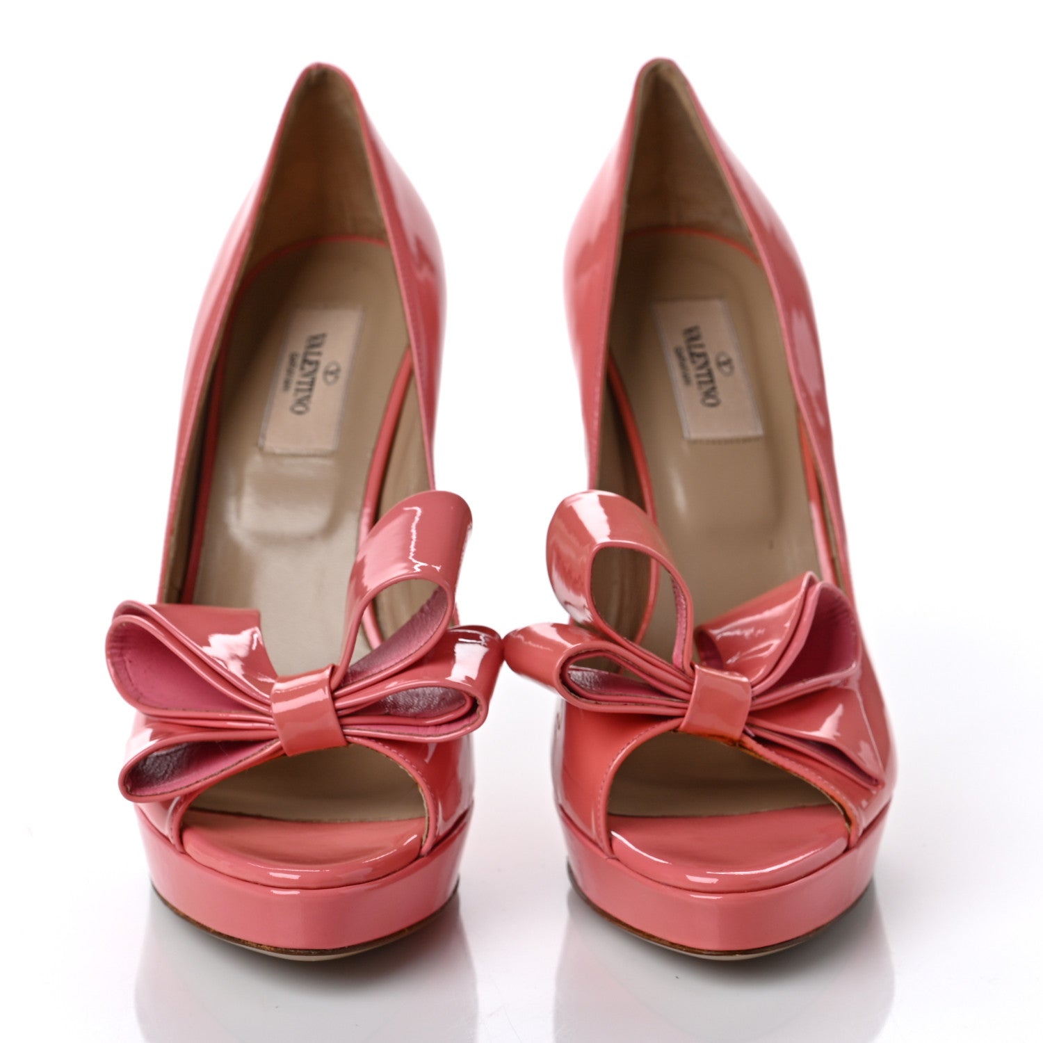 Valentino Garavani Patent Couture Bow Peep Toe 30/125mm Platform Pumps 39 Rosa 2 of 9