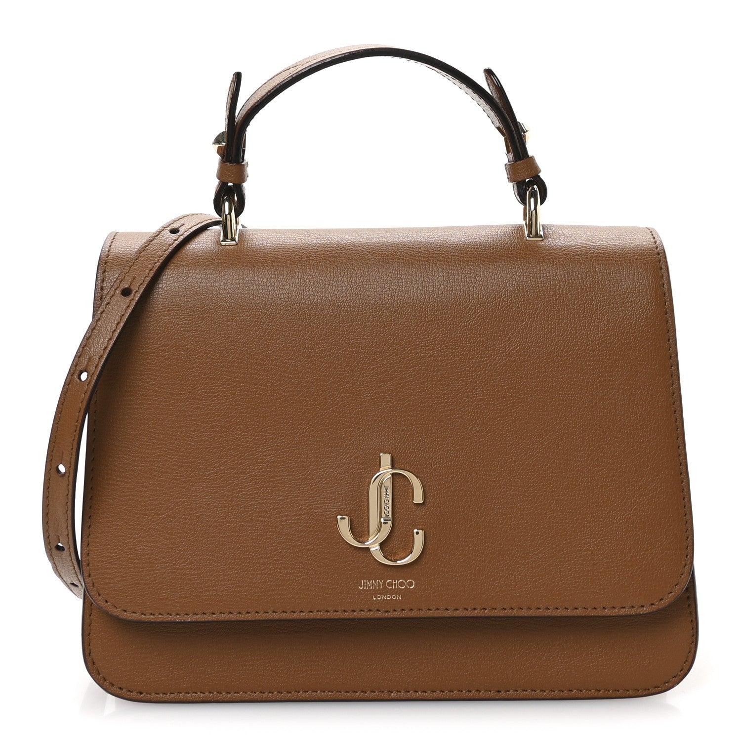 Jimmy Choo Grainy Calfskin JC Top Handle Tan 1 of 9