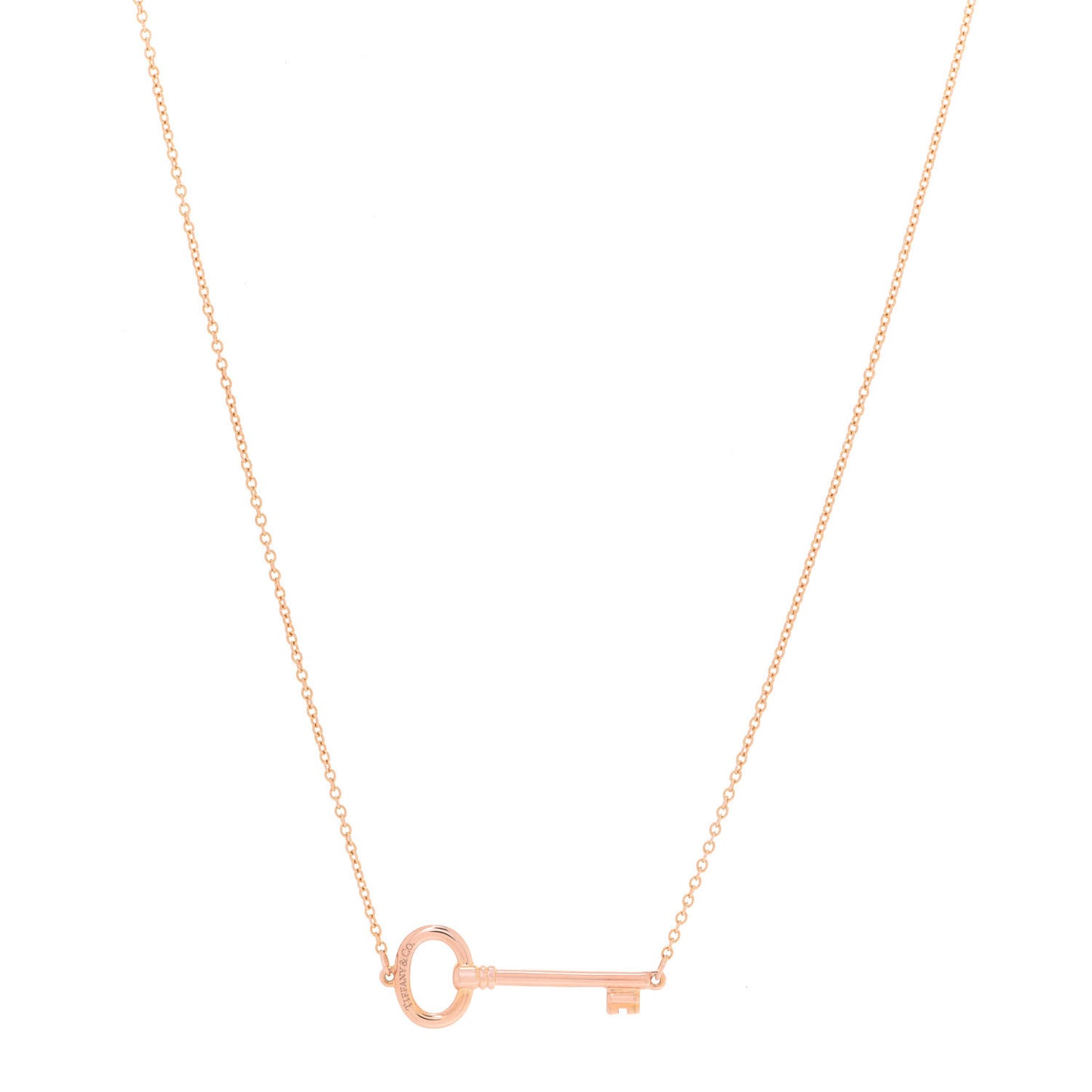 18K Rose Gold Small Oval Key Station Pendant Necklace