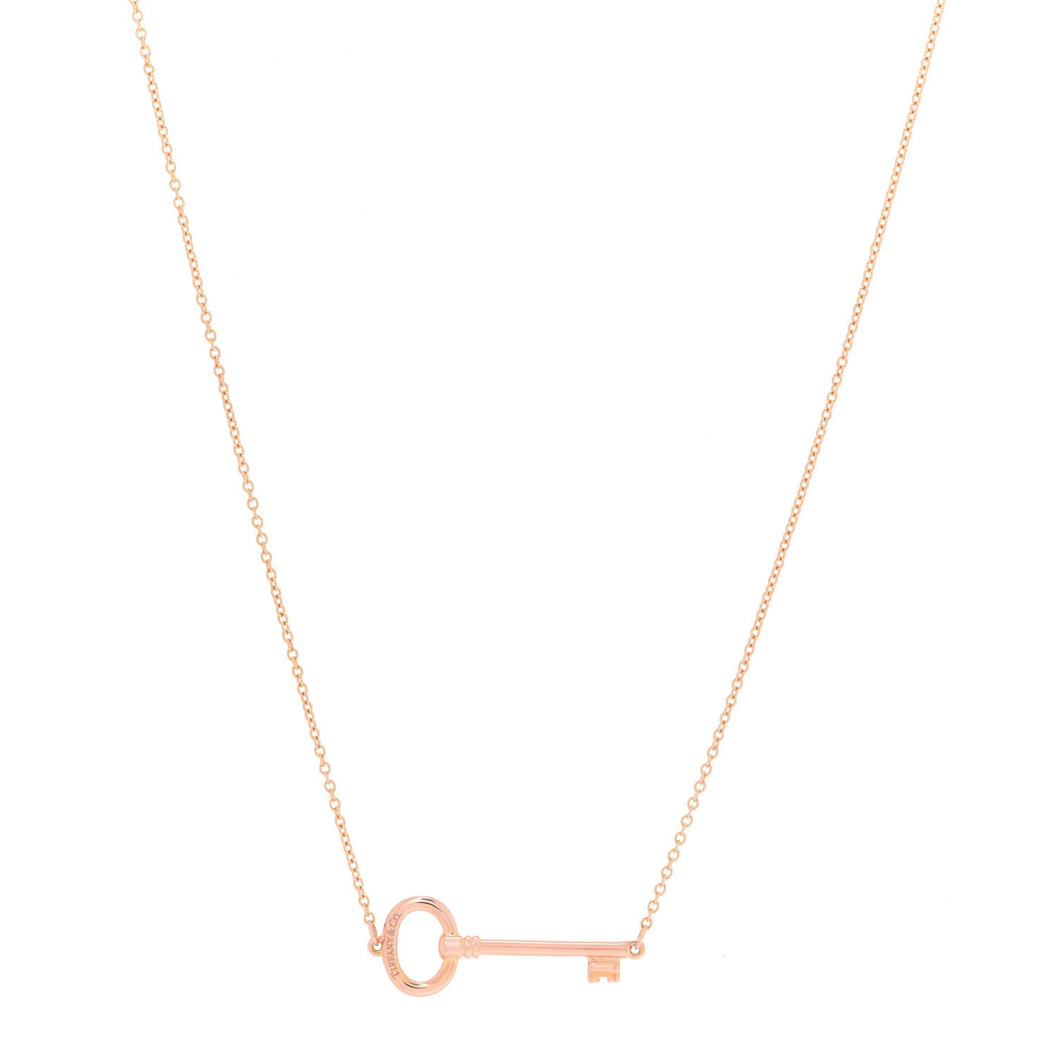 Tiffany 18K Rose Gold Small Oval Key Station Pendant Necklace 5 of 10