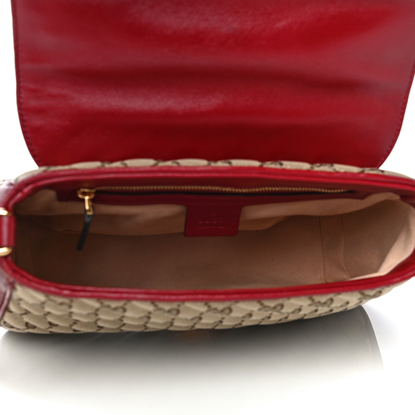 Monogram Azalea Calfskin Matelasse Diagonal Small GG Marmont Top Handle Shoulder Bag Beige Ebony New Cherry Red