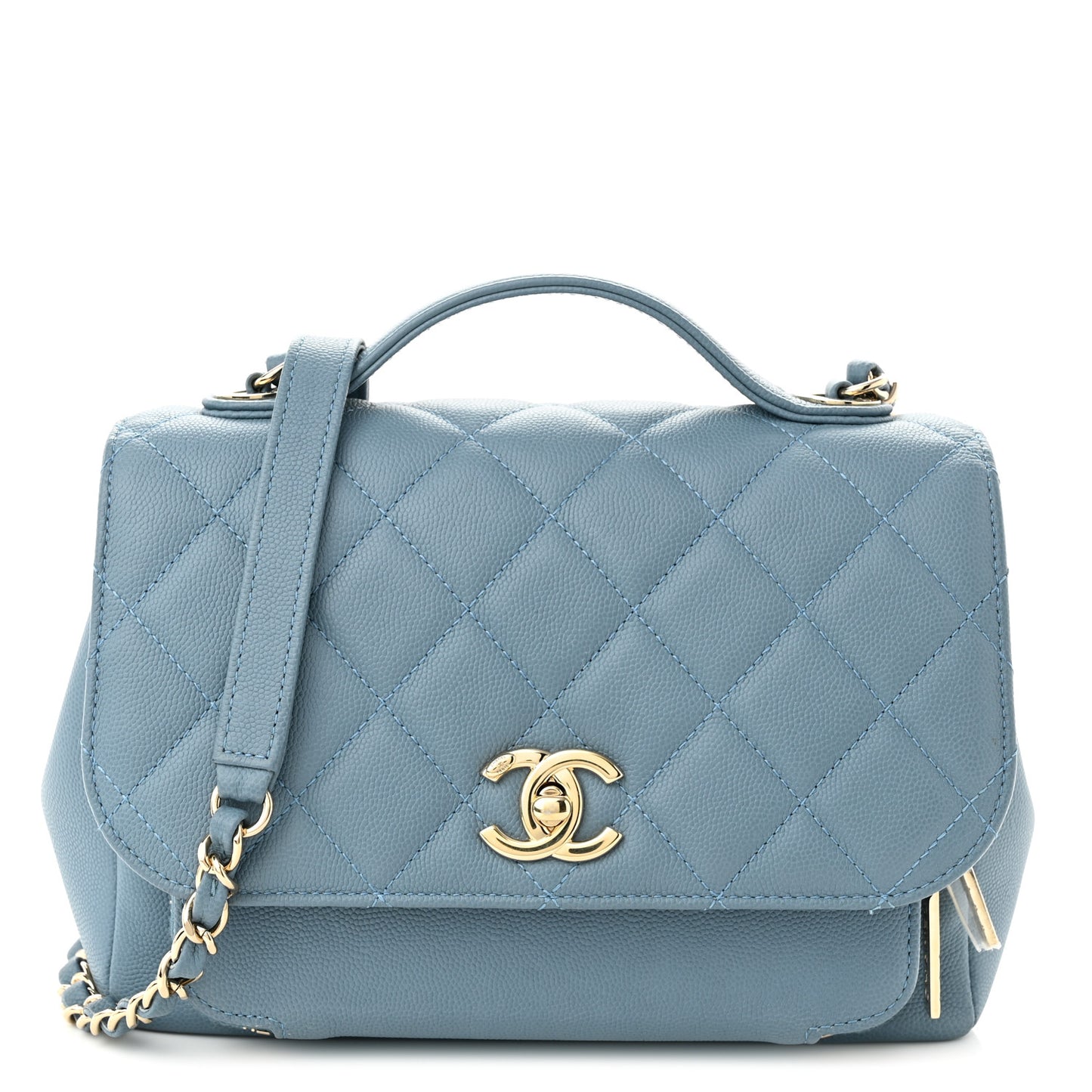 Caviar Quilted Medium Business Affinity Flap Blue