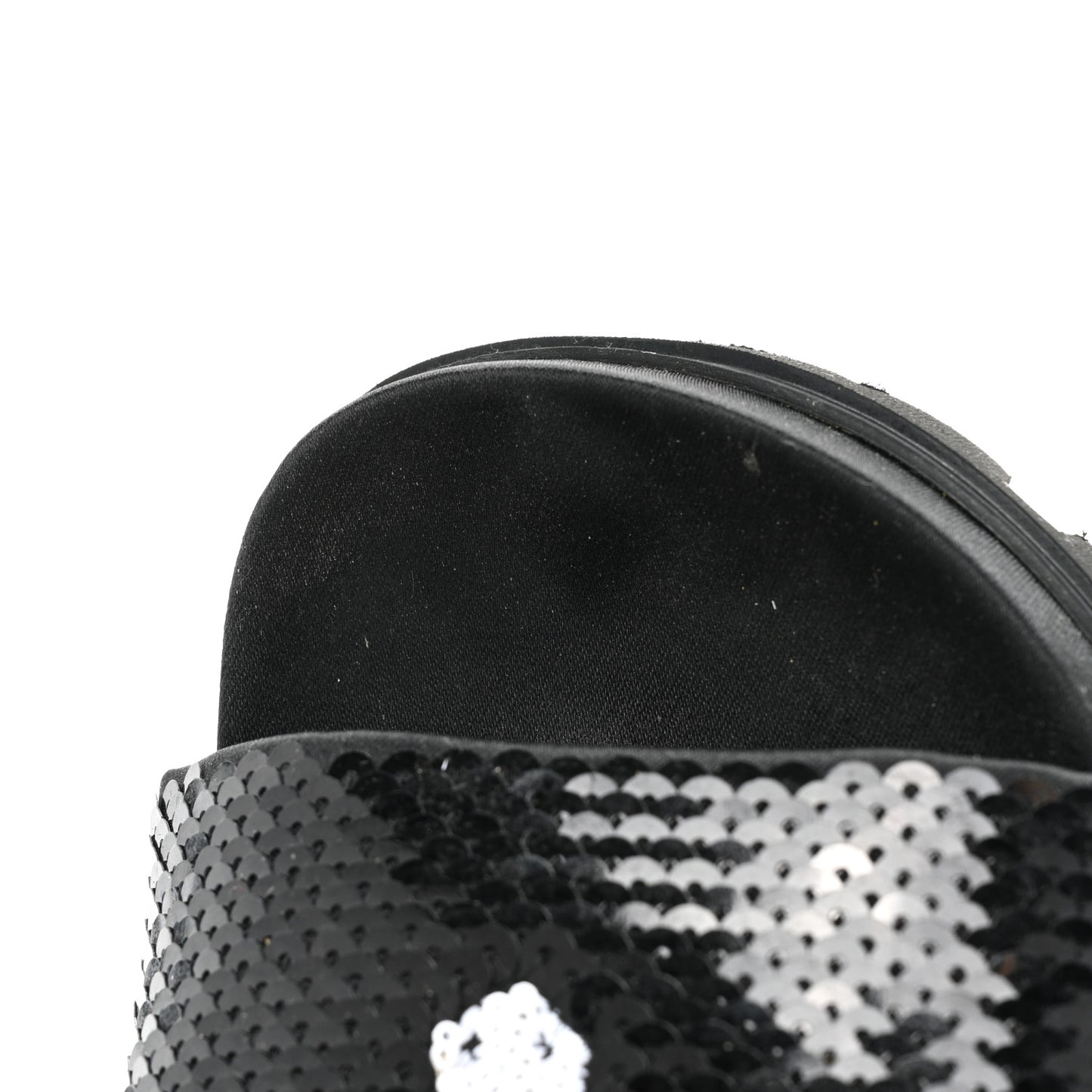 Paillettes Sequin Logo Slide Sandals 36 Black