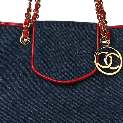 Chanel Denim Lambskin Tote Blue Red 9 of 12