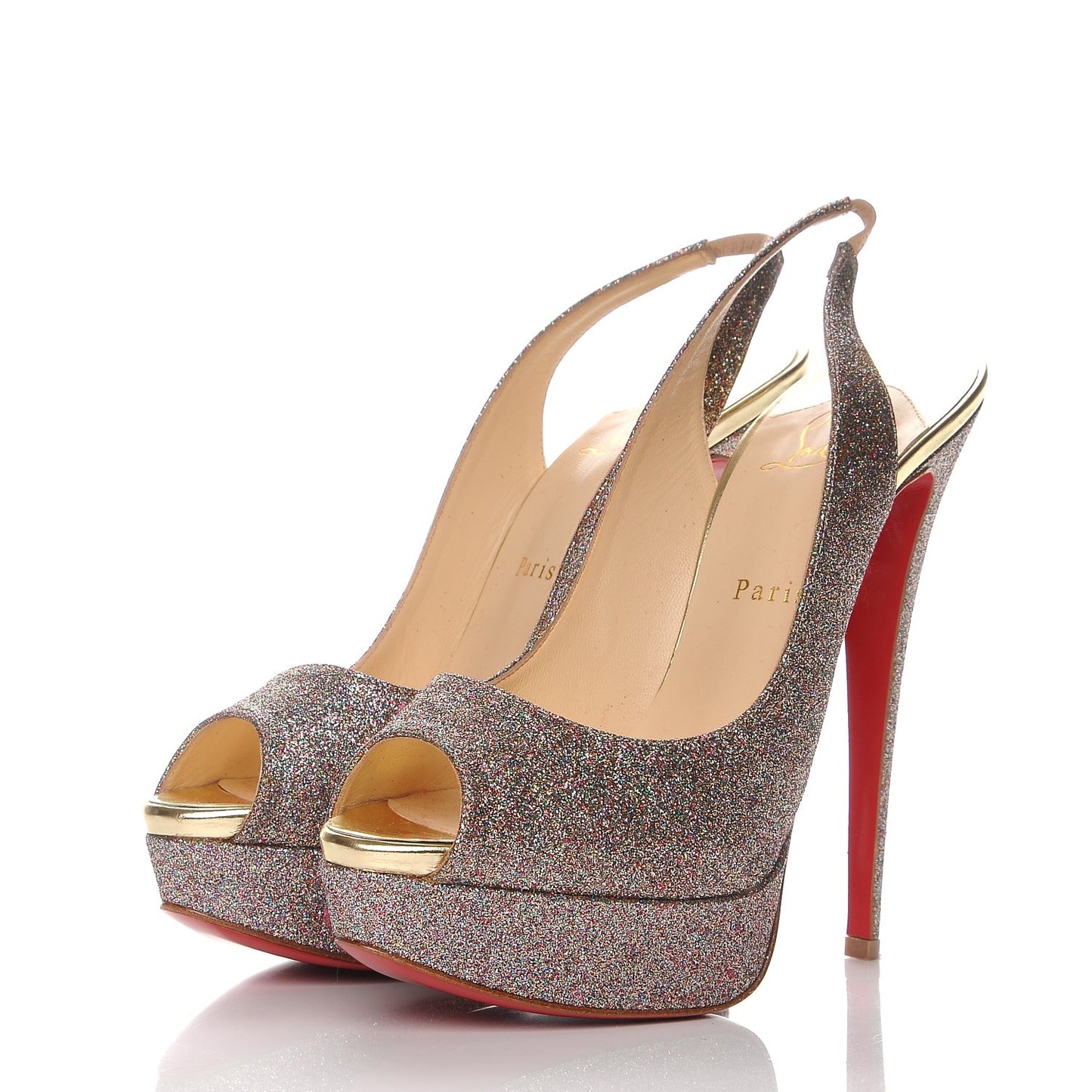 Glitter Lady Peep Sling 150 Pumps 40 Multicolor